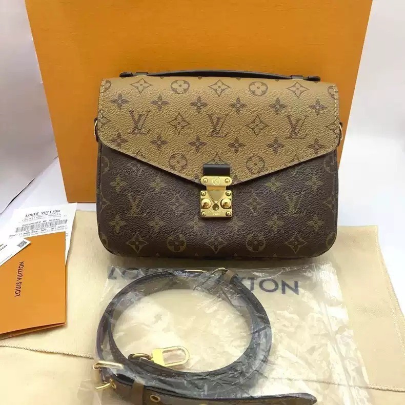 【bekas asli】（M44876） LV Pochette Métis/tas penutup/tas bahu/tas selempang wanita