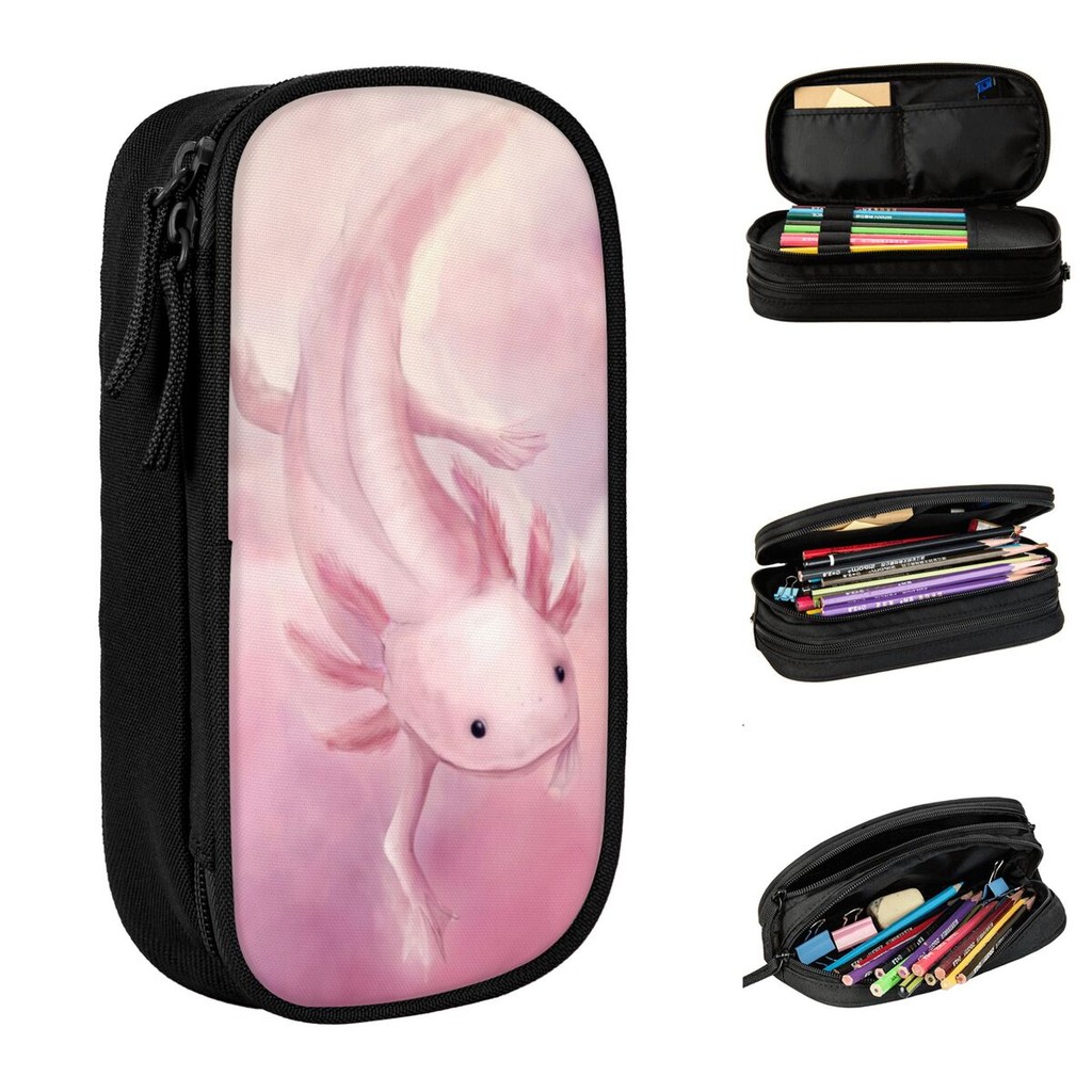 

Lovely Axolotl Aquatic Pencil Case Kawaii Salamander Pencil Pouch Pen Kids Large Storage Bags Office Gifts Stationery