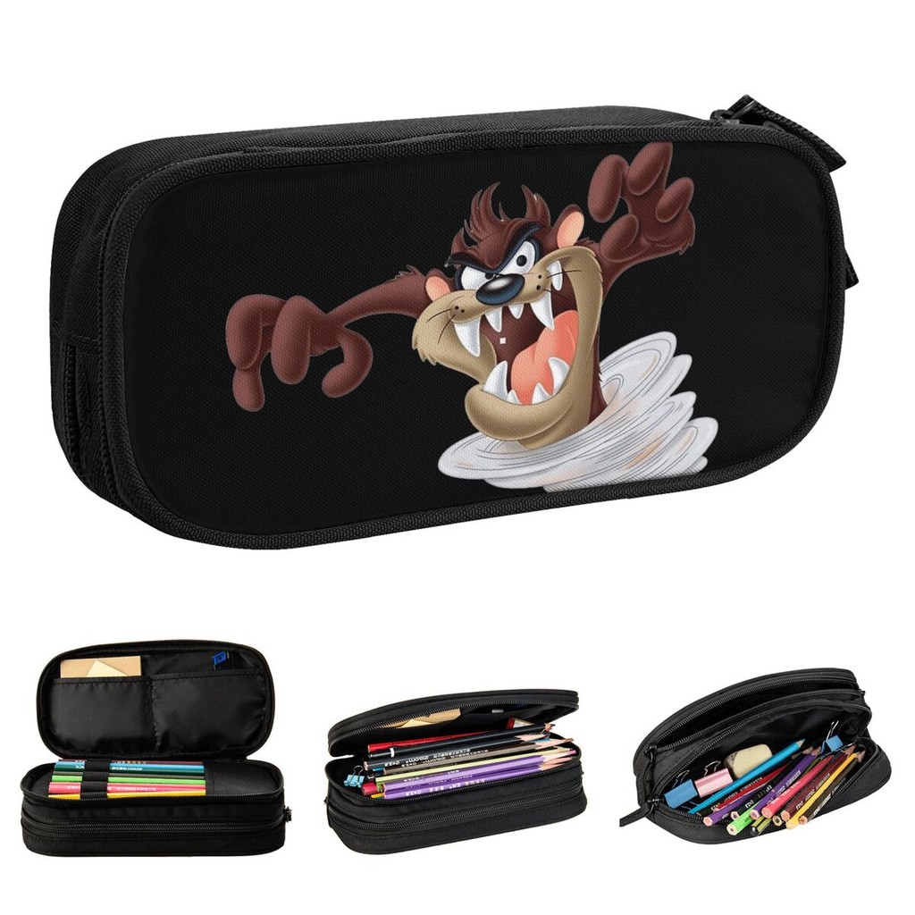 

TAZ Cartoon Tasmanian Devil Pencil Cases Pen Bags Girl Boy Large Storage Office Cosmetic Pencil Box