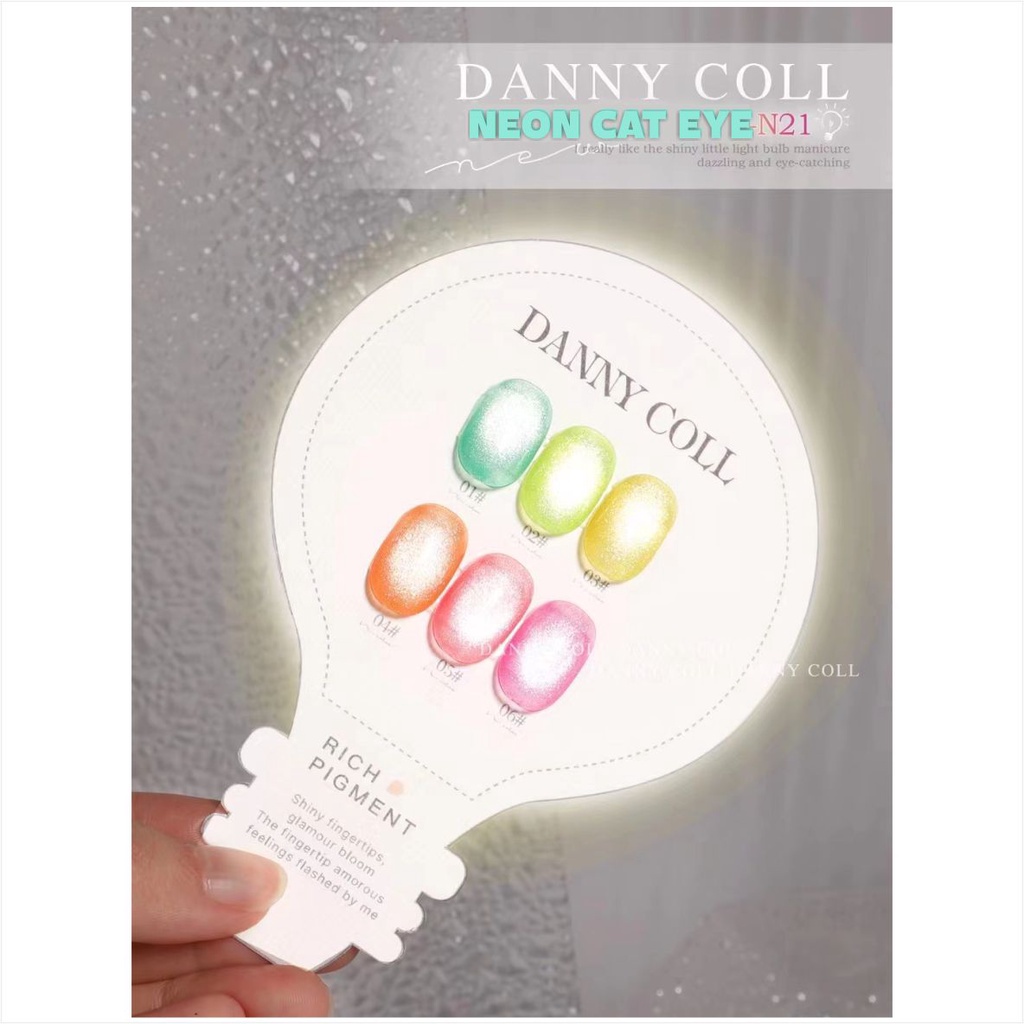 FREE DISPLAY Set Kutek Gel Danny Coll Neon Cat Eye Set 6 Colour Nail Gel Kutek Gel Set Isi 6 Warna N