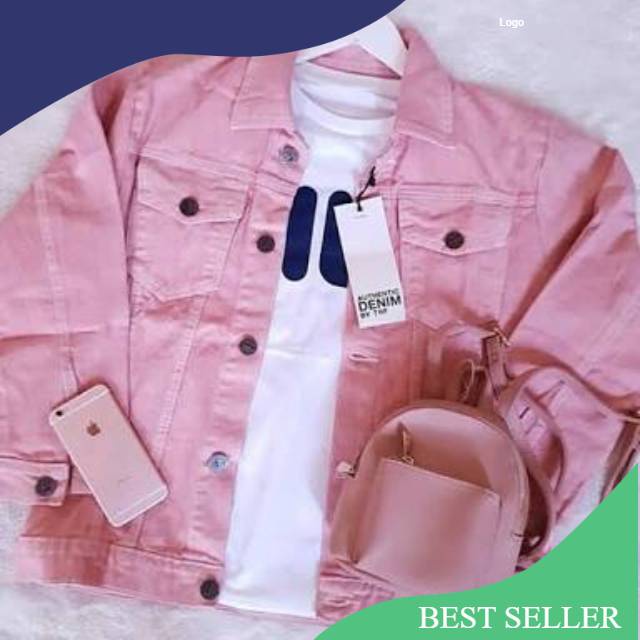 JAKET JEANS DENIM OVERSIZE WARNA PINK TUA WANITA /PRIA/ Modis