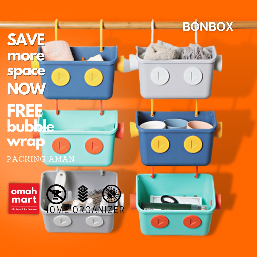 Rak Gantung Lucu Besar Sebaguna Dinding Kamar Mandi Plastik Penyimpanan Sabun Tempel Tempat Kosmetik