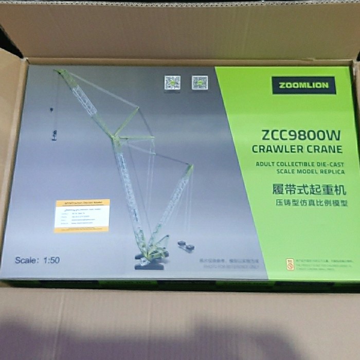 Diecast Miniatur Alat Berat Zoomlion ZCC9800W Crawler Crane 1:50