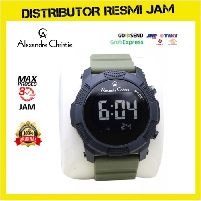 Jam Tangan Pria Alexandre Christie AC 9367 AC9367 Army Green Rubber