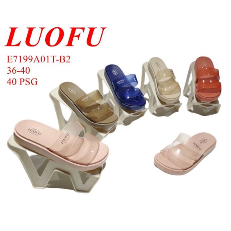 Sendal slop ban2 Luofu transparan nyaman,sandal karet wanita Luofu Original E7199A01T-B2(FreeOngkir&