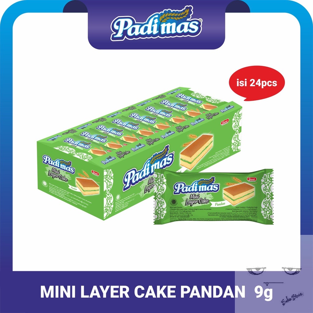 

Padimas Mini Layer Cake (Bolu Lapis) Pandan 9g - Box isi 24pcs