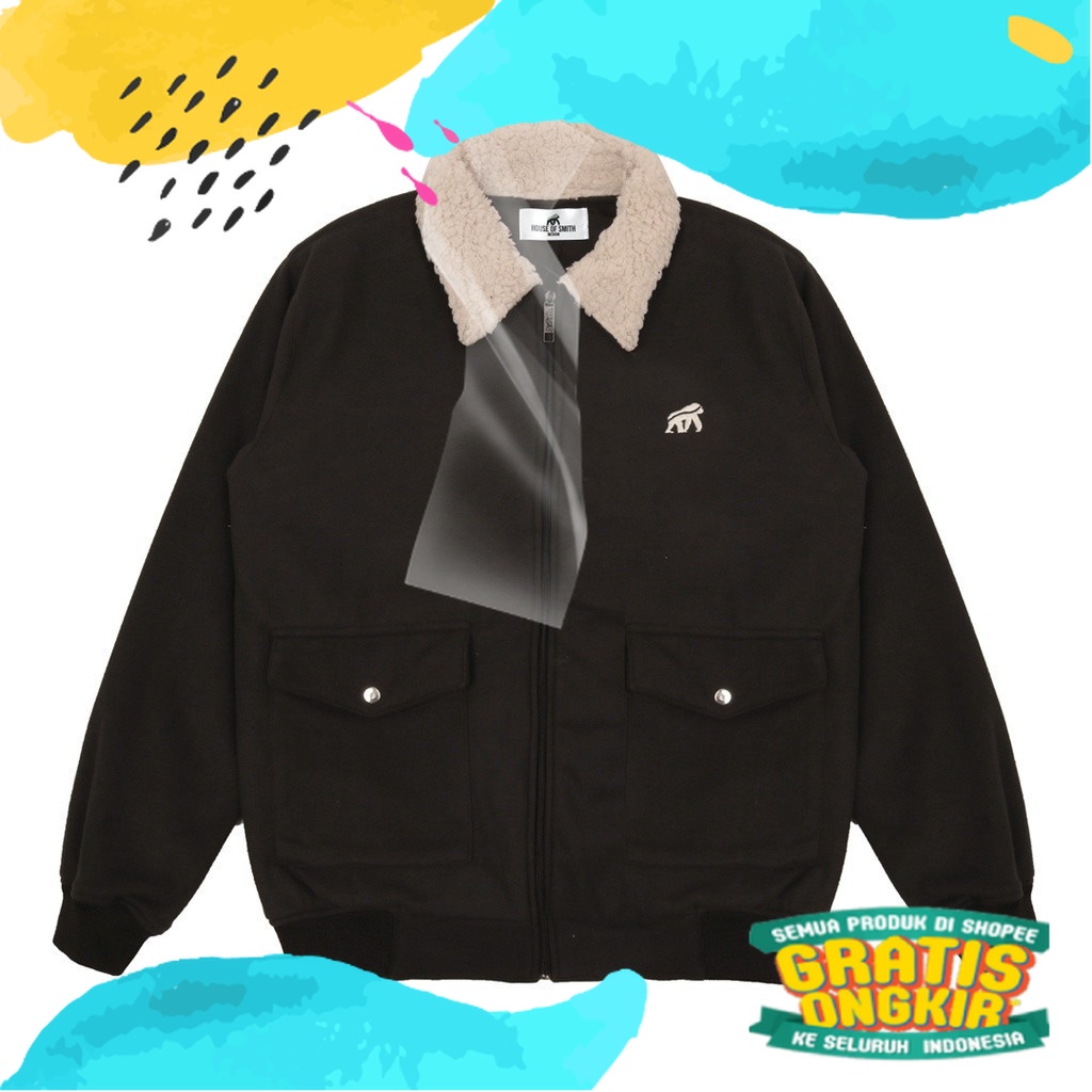 House of Smith Jacket - Lasket Black - Jaket House Of Smith Lasket - Jaket Harrington Smith - Jaket 