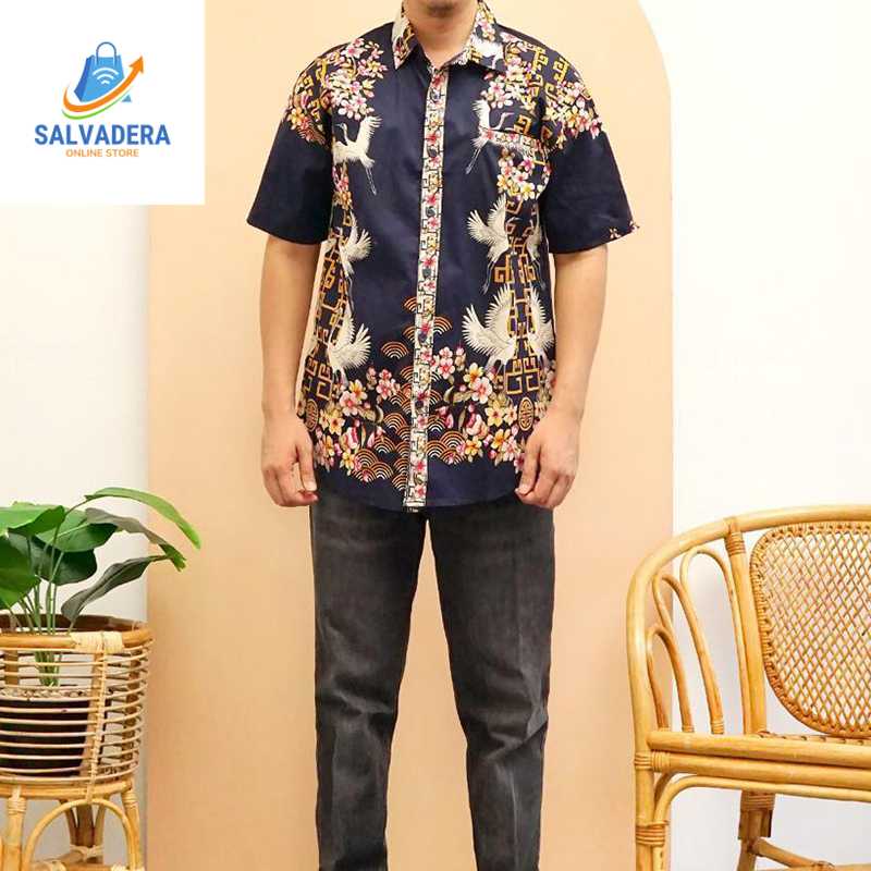 Liong Kemeja Batik Pria Lengan Pendek Hem Batik Cowok Baju Batik Laki