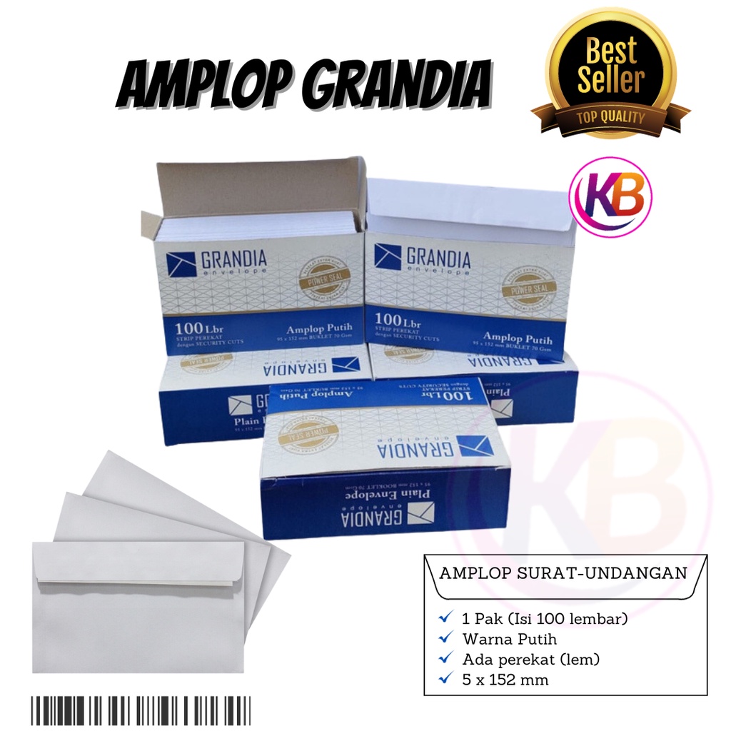 

Amplop Grandia 104 (95x152mm) 1 Pak / Amplop Putih + Lem / Amplop Undangan, Surat, Uang, Dll / Toko Satu Gemilang