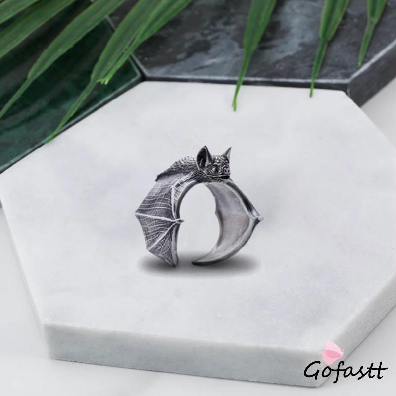 

Cincin Kelelawar Retro Halloween Cincin Mulut Terbuka Permainan Peran Gotik Cincin Punk Dapat Disesuaikan-G