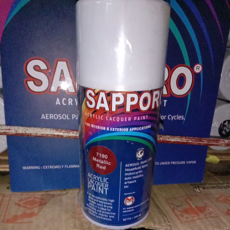 

7190 Metallic Red SAPPORO 300ml Merah Metalic Metalik Cat Semprot Saporo Spray Paint Motor Pilok Pilox Aerosol