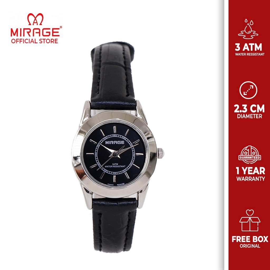 Mirage watch Jam Tangan Analog Wanita Strap Kulit Trendy Casual Tahan Air 3ATM Original Garansi 1 Ta