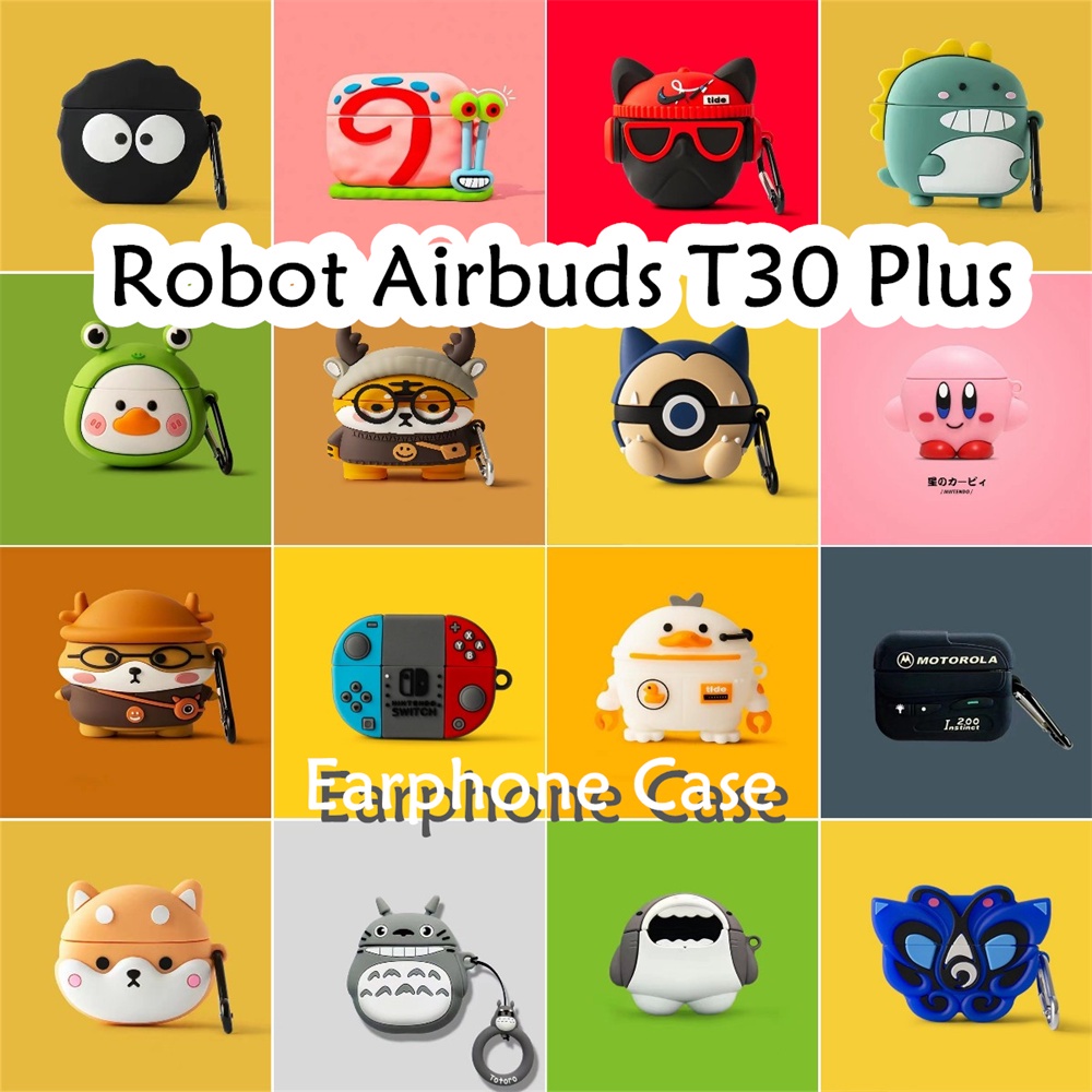 variety Untuk Robot Airbuds T30 Plus Case Kartun Harimau staghorn Soft Silicone Earphone Case Cover