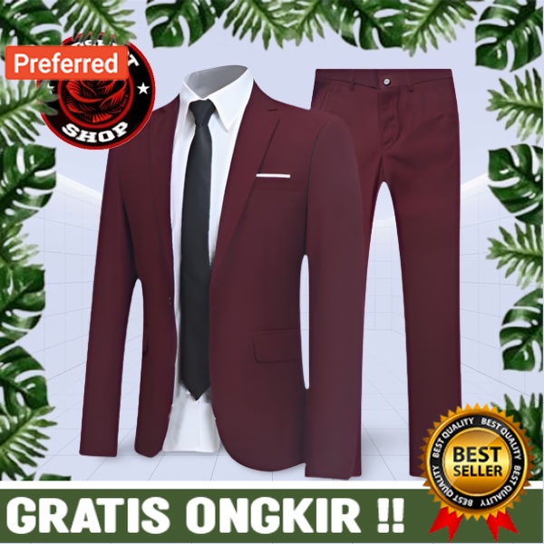 SETELAN JAS FORMAL PRIA MAROON / BLEZER FORMAL SLIMFIT JAS NIKAH KERJA BEST SELLER// JAS FORMAL BLAZ