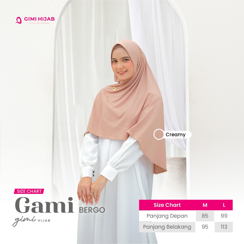 Gimi Hijab Gami Bergo Stone - Bergo Premium Wanita Muslim Muslimah Hijab Basic Polos Instant Terbaru Bahan Gretta Knitt Warna Stone Kerudung Instan Pet Tebal Elegan Cantik Mewah Syari Kualitas Butik Best Seller-3