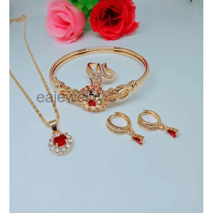 Set Perhiasan Titanium Asli Terbaru Model Mata Merah