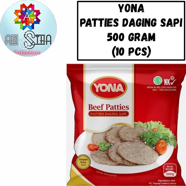 

Yona Beef Patties Daging Sapi Paties Kemasan 500 gram isi 10 Pcs