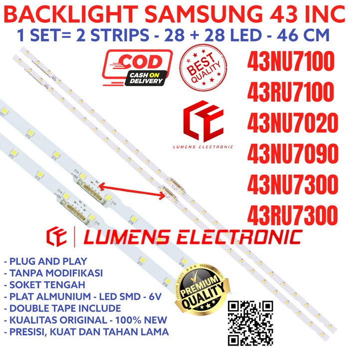 BACKLIGHT TV LED SAMSUNG 43 UA43NU7100 UA43RU7100 UA43NU7020 LAMPU BL