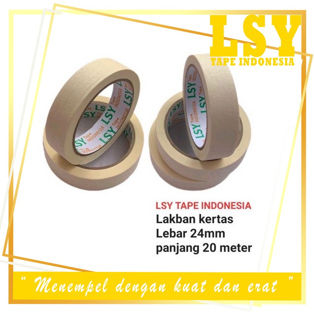 

LSY Masking Tape 24mm x 20meter Full | Lakban Kertas Serbaguna ( CHO )