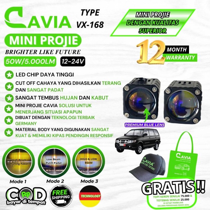 MINI PROJIE MOBIL LAMPU TEMBAK ISUZU PANTHER LED FOGLAMP PREMIUM CAVIA