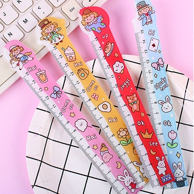 

4A. Pengaris Sekolah Kantor Motif Lucu 15cm Bahan Plastik Import