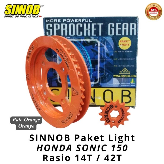 Gir SINNOB Honda SONIC 150 Paket Light Tanpa Rantai -Baru -Asli