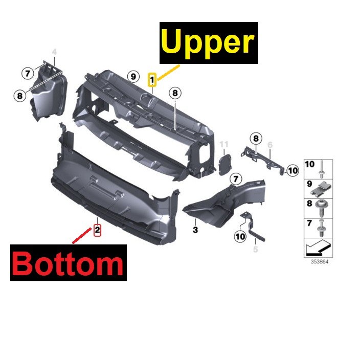 BMW F30 M Sport Radiator Air Duct Grill Aliran Udara Bumper Atas Bawah