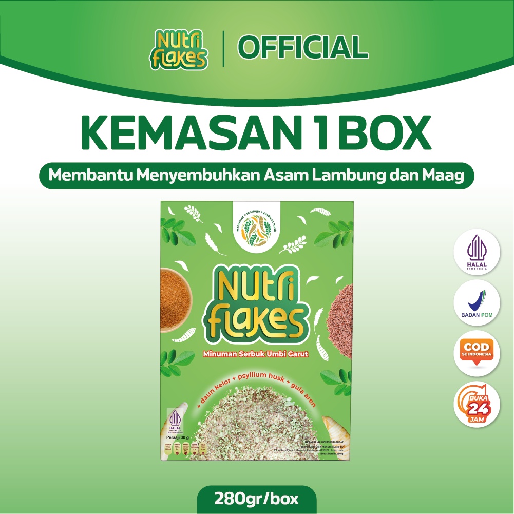 

ORIGINAL Nutriflakes Sereal Umbi Garut Solusi Asam Lambung 1 Box