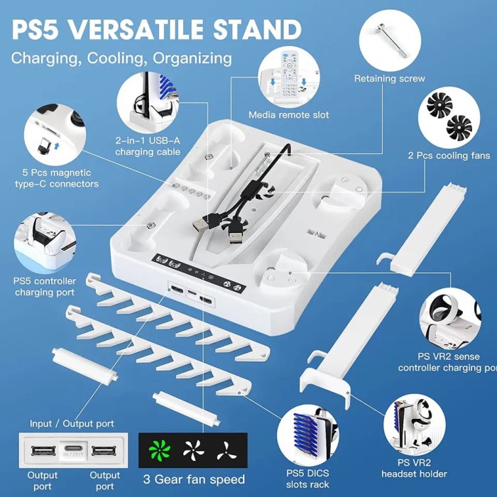 MURAH-  Iplay PS5 PS VR2 Charging Multi Function Cooling Storage Rack HBP-6478- 1.2.23