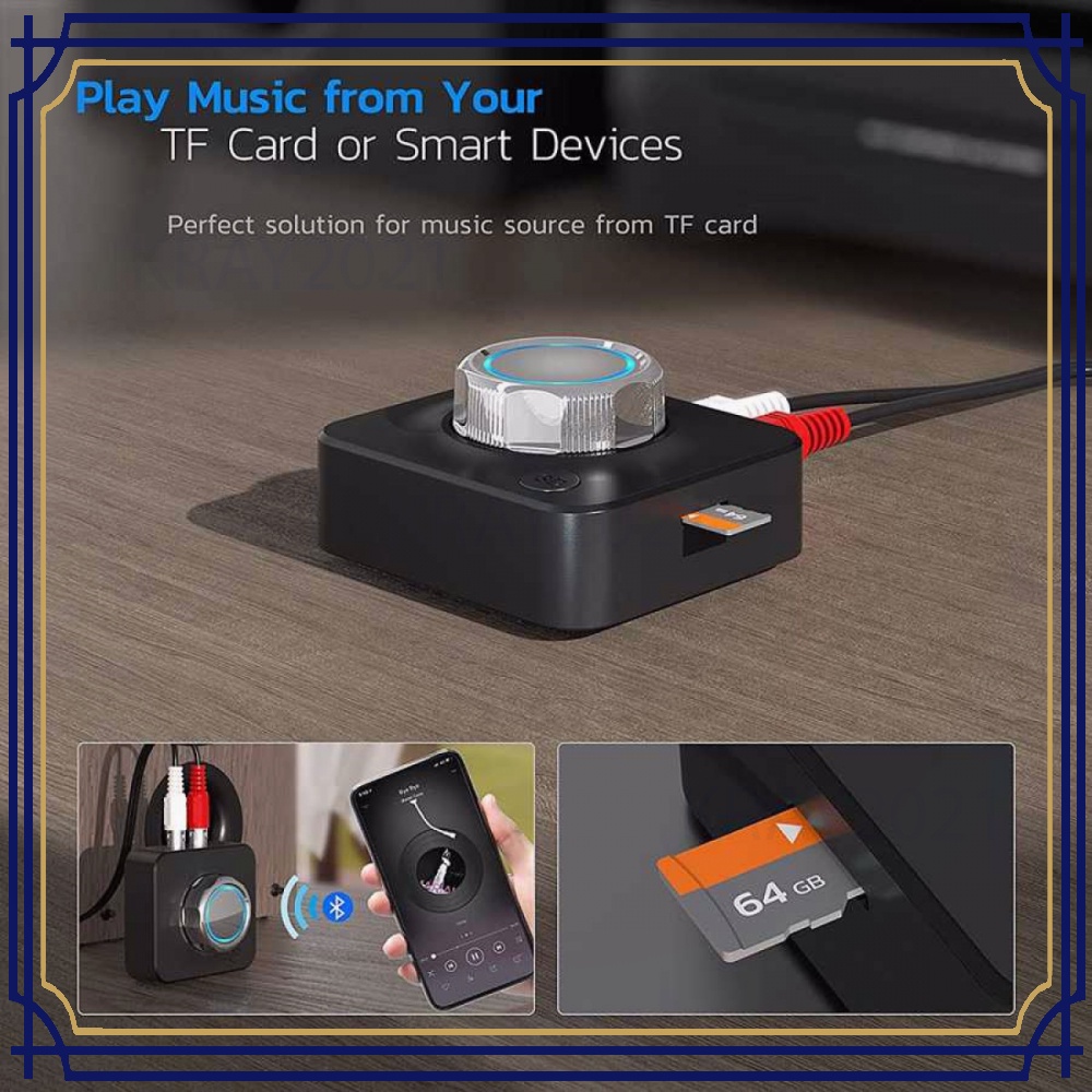 Wireless Audio Receiver Bluetooth 5.1 Adapter TF Card RCA AUX -AV561