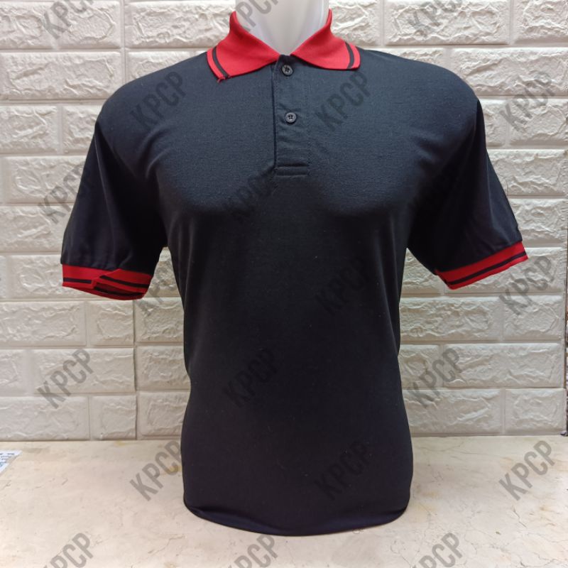 Kaos poloshirt seragam Hitam kerah kombinasi | Kaos kerah pria polos