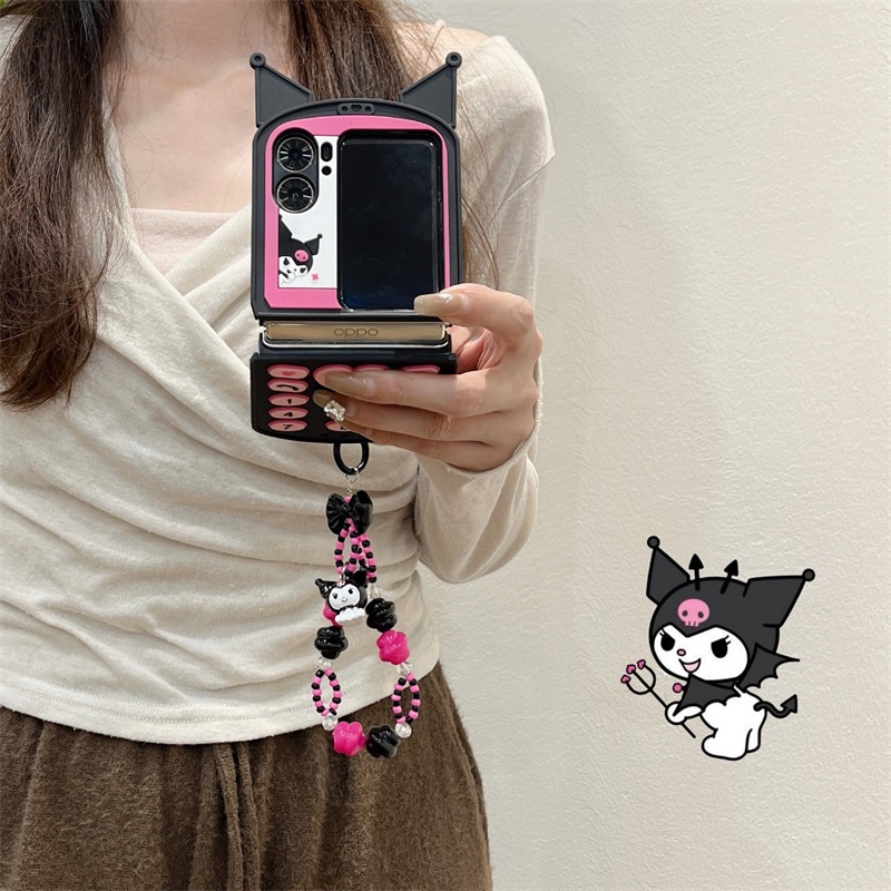 OPPO FIND N2 FLIP Phone Case Fashion Personalized Kuromi Phone Case+Short Chain+Long Chain Creative 