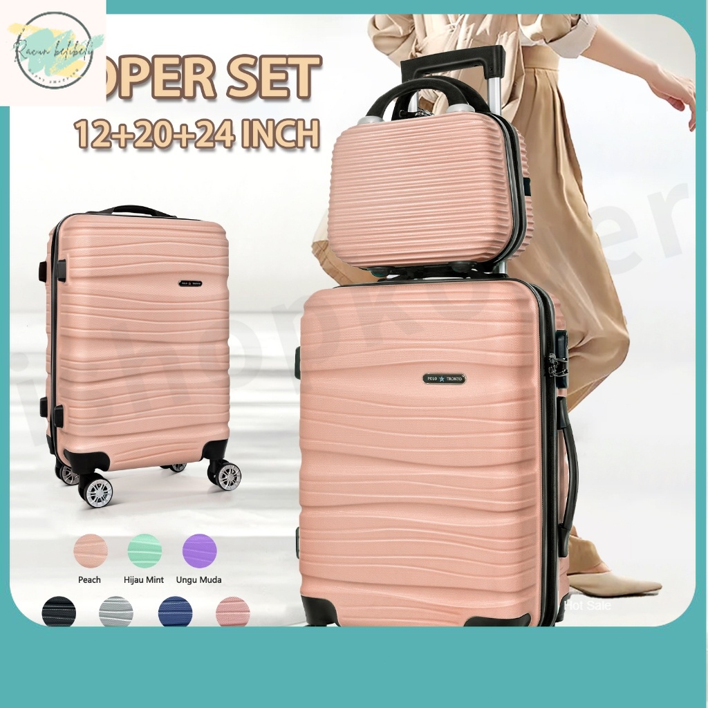 KOPER TERBARU 2023 / Koper Set Polo Tronto Ukuran 20 Inch 24 Inch 12 Inch Koper Fiber Koper Kabin Ko