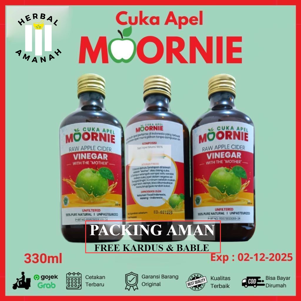 

PROMO Cuka Apel Moornie Apple Cider Vinegar l Organik With The Mother - aneka multi khasiat kesehatan Apple 330ml