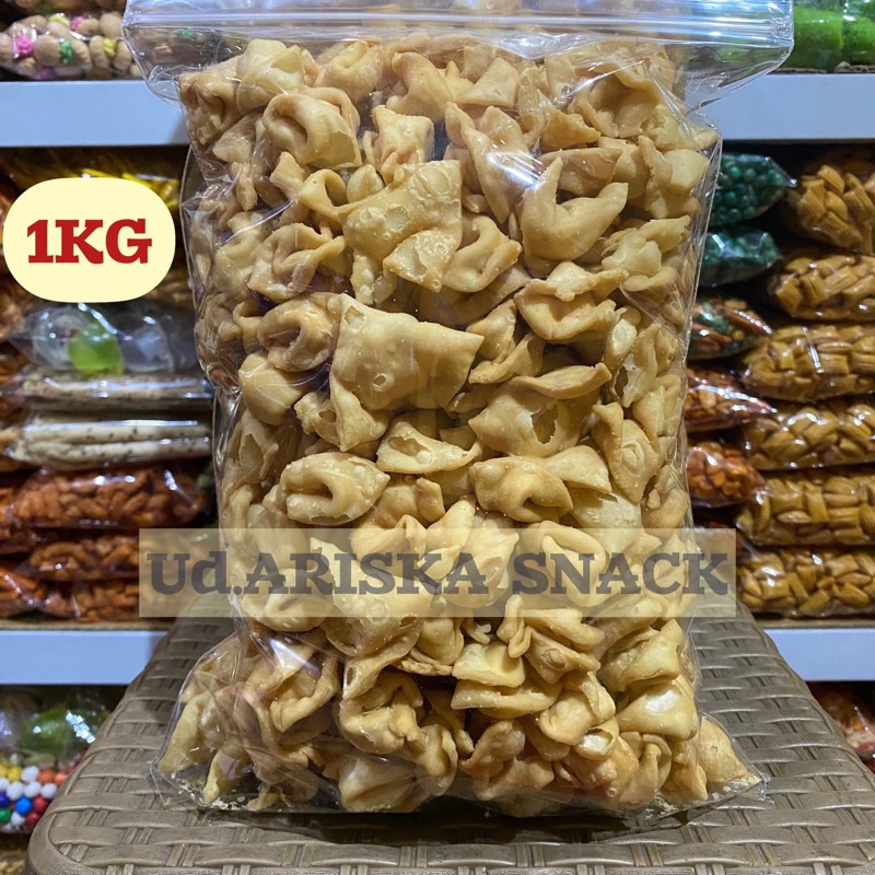 

1KG Keripik Pangsit Bawang Lipat Mini Super Gurih Renyah ASG