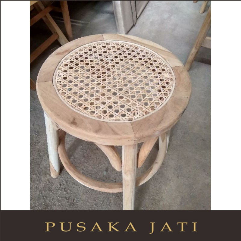 stool rotan/stool kayu/stool minimalis/stool kekinian pusaka jati