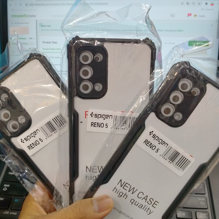 Case spigen Clear Reno 5 Plus Penutup Kamera