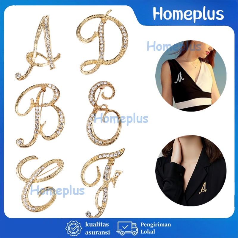 HomePlus Bros Huruf Gold Bros Versi Korea 26 Huruf Bros Berlian Imitasi Paduan Korea Bros Alfabet Be