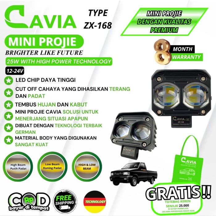 CAVIA-PREMIUM MINI PROJIE LAMPU TEMBAK 2 3 MATA LED FOGLAMP PANTHER PICKUP
