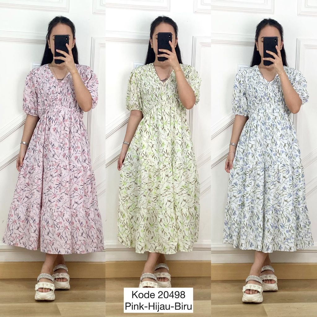 Dress Bunga Bunga Korea I Dres Motif Bunga I Dress Bunga Korean Style I Dress Floral Korea