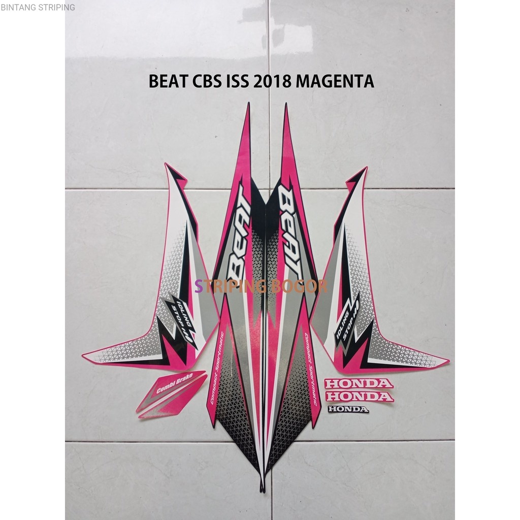 Striping Motor Honda Beat CBS ISS 2018 Magenta