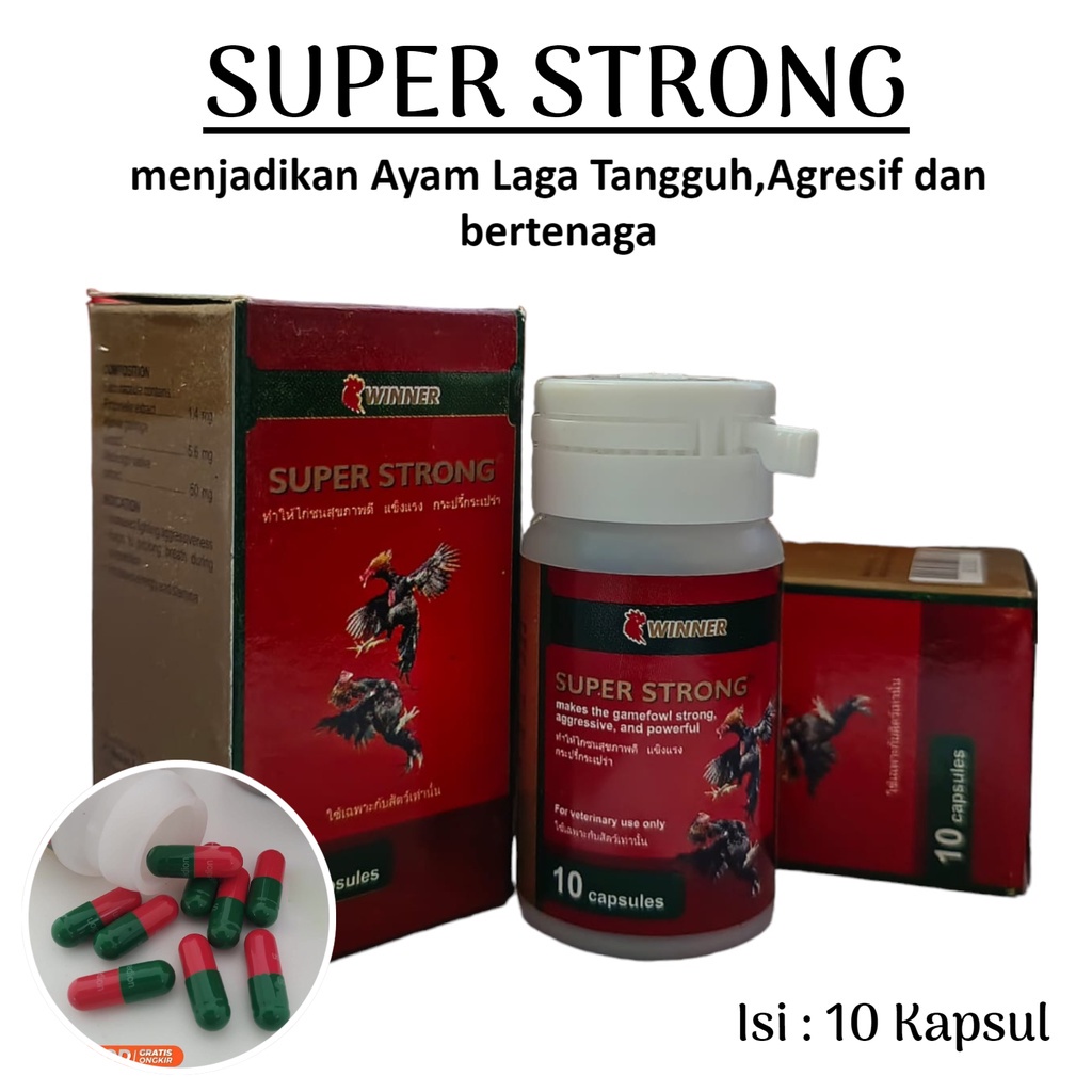 Winner Super Strong 1 Botol Isi 10 Kapsul Vitamin Obat Suplemen Penambah Tenaga Pada Ayam Bangkok La