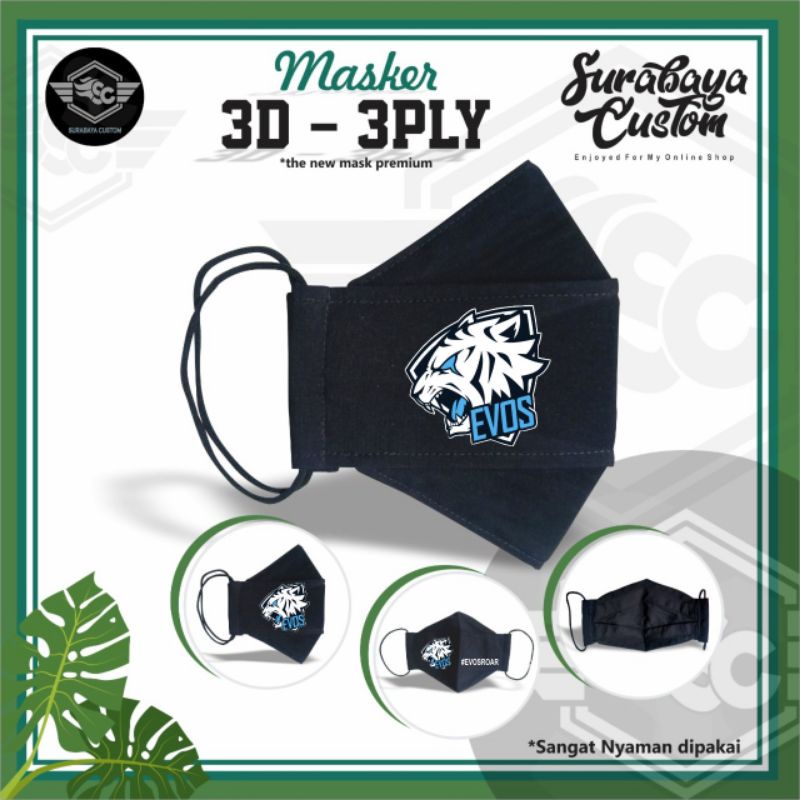 Masker Kain EVOS 3 D/ Masker Kain 3 Ply Masker