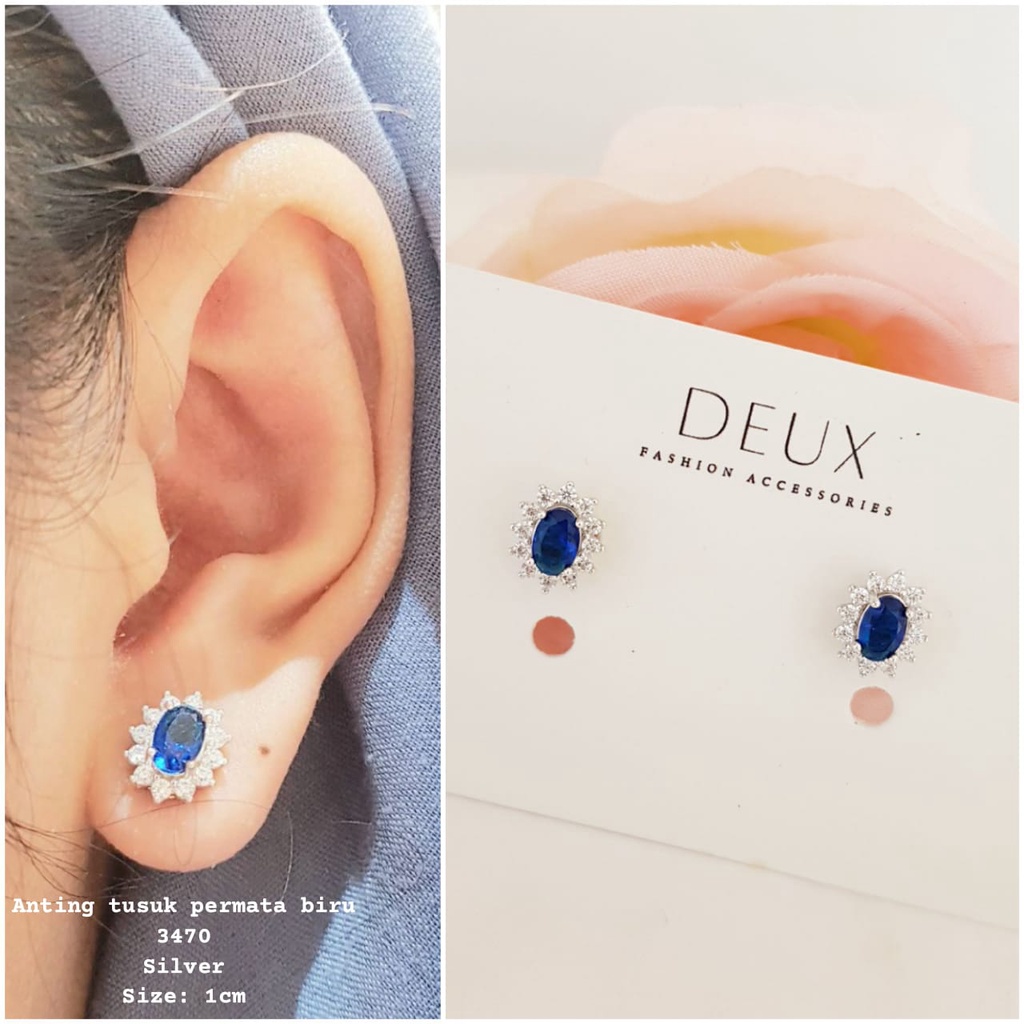 Deux - Anting Tusuk Permata Biru