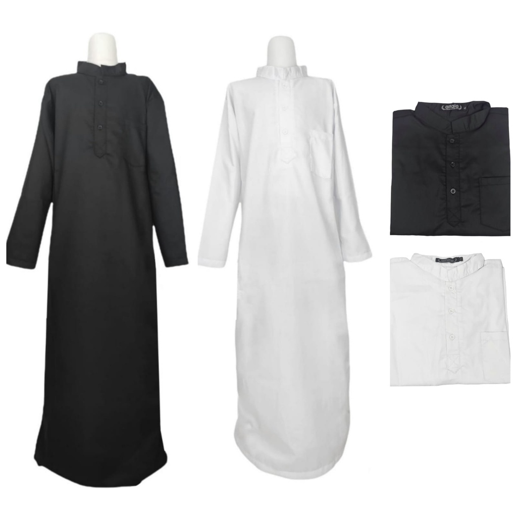 BEST PRODUK / Gamis Jubah Anak Laki Cowok TOYOBO usia umur 11/15tahun PREMIUM ADEM Putih Hitam Musli