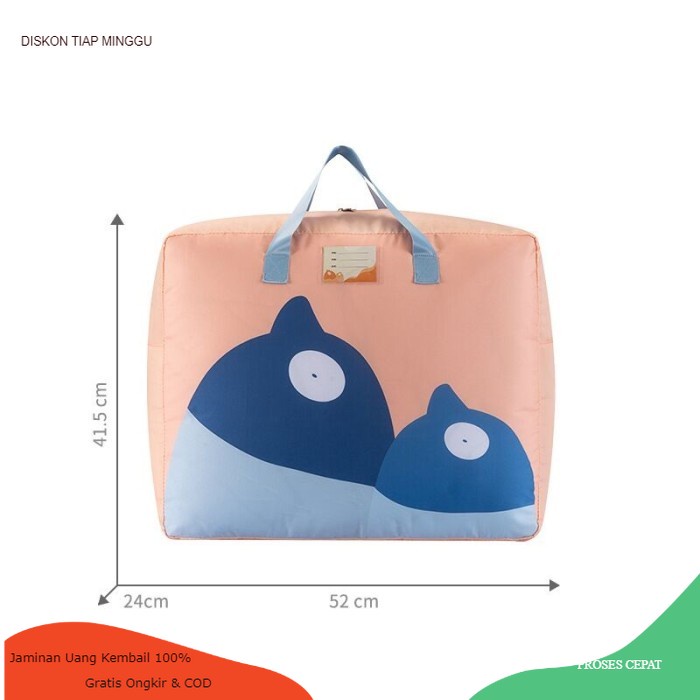 Storage Bag 52 Tas Penyimpanan kain oxford pakaian bayi selimut baju - Size L Pink