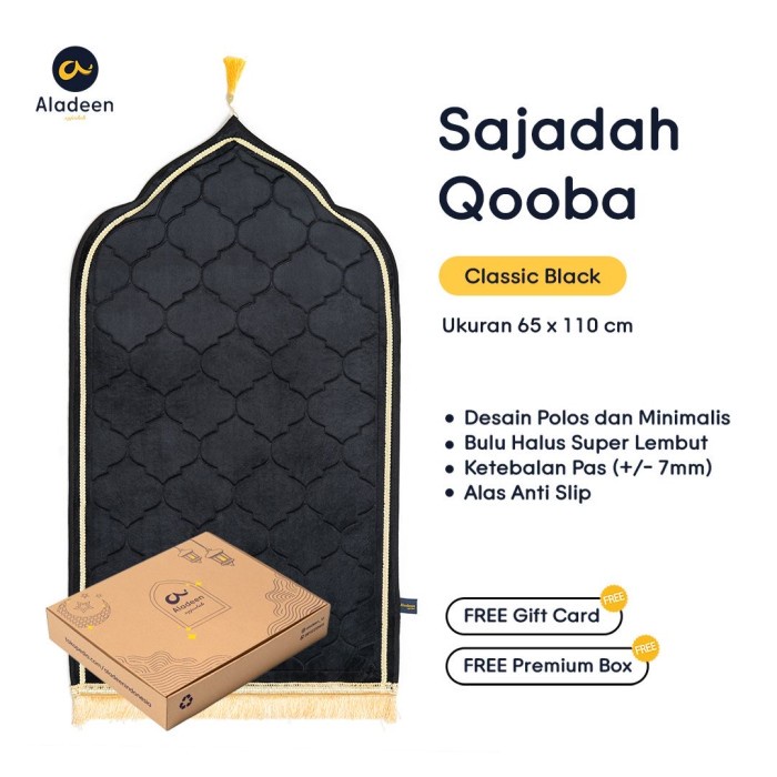 Sajadah Aladeen QOOBA - HITAM Size Dewasa FREE Kartu Ucapan