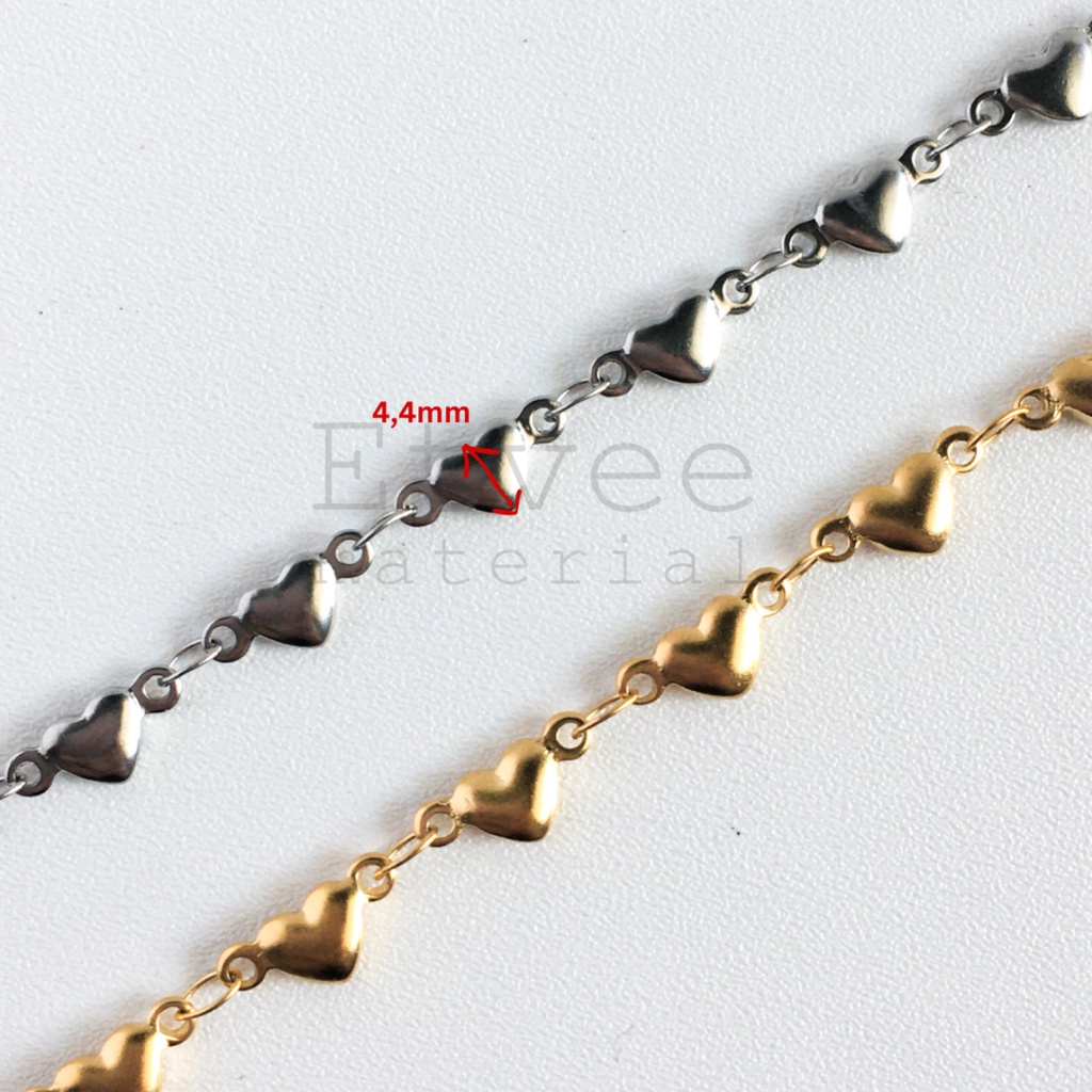 (METERAN) Rantai hati stainless steel titanium anti karat