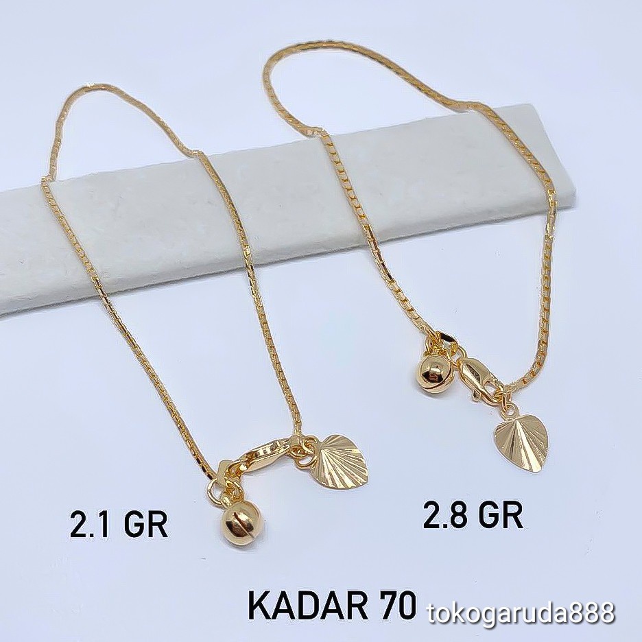 Rantai tangan kaki gelang tali anak dan dewasa emas asli kadar 70% 700 itali santa italy padat gold 