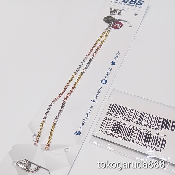 Rantai tangan gelang tali anak dan dewasa emas asli kadar 750 75% merica biji lada nori holo 3 dimen